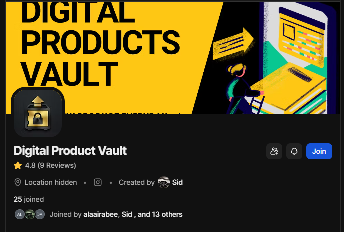 digital products vault whop page