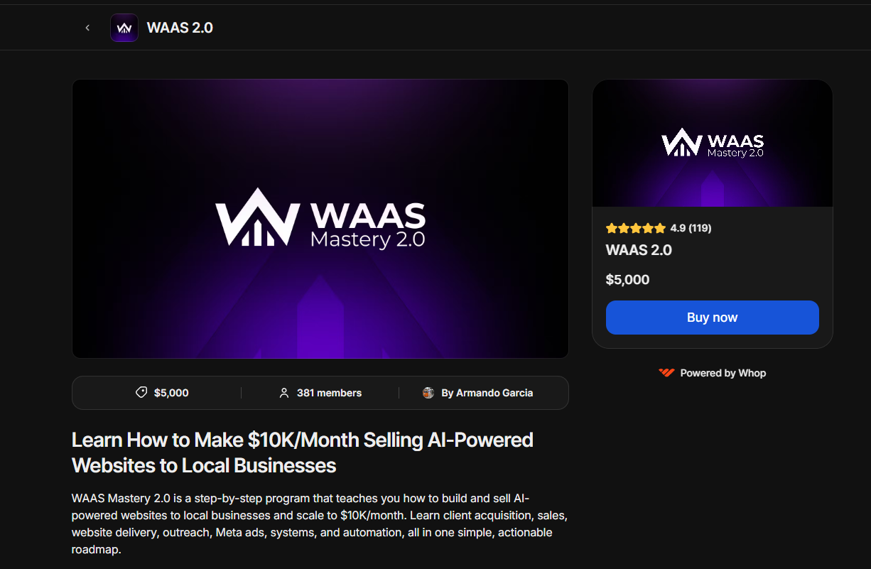 waas mastery 2.0 whop