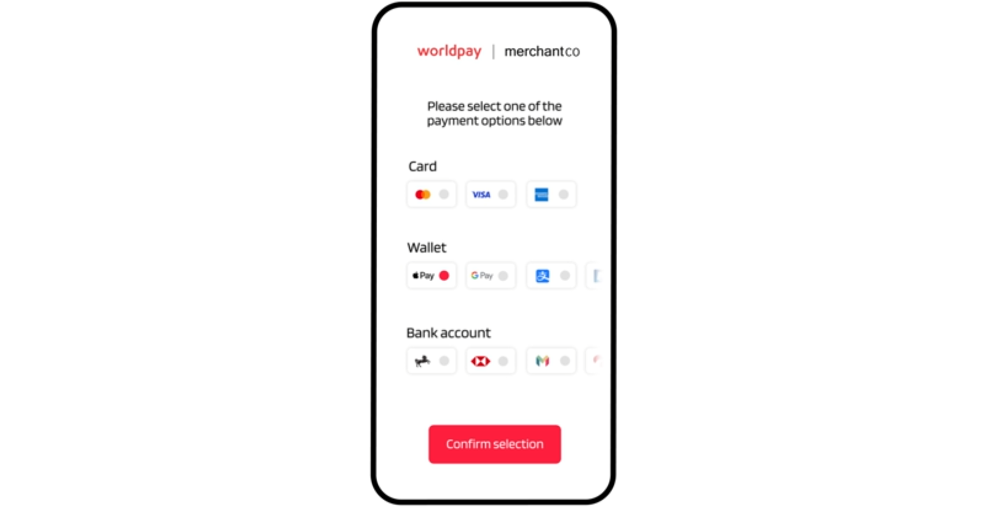 screenshot of worldpay mobile app