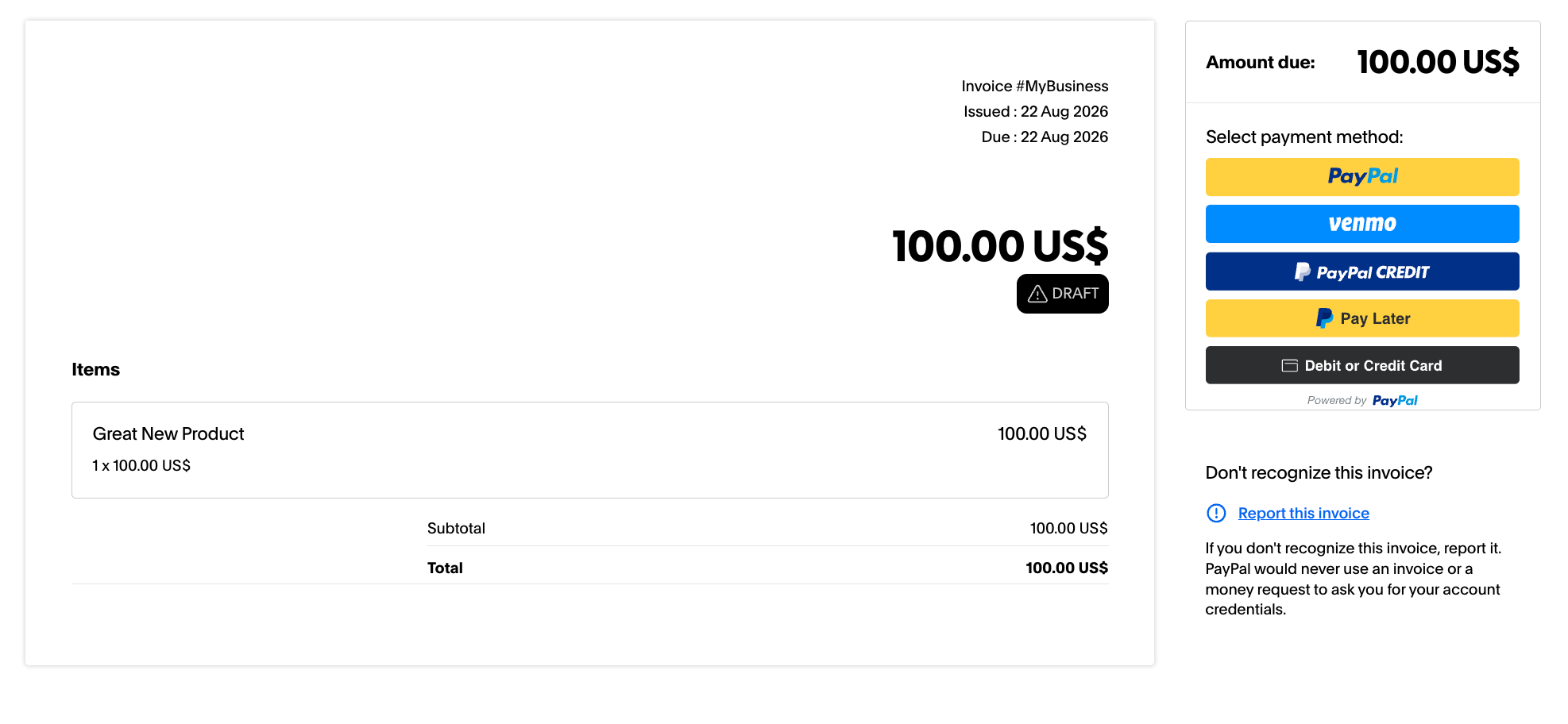 paypal invoicing