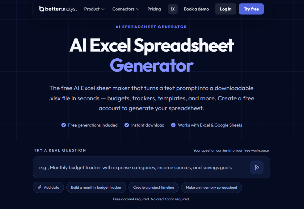 ai spreadsheet generator