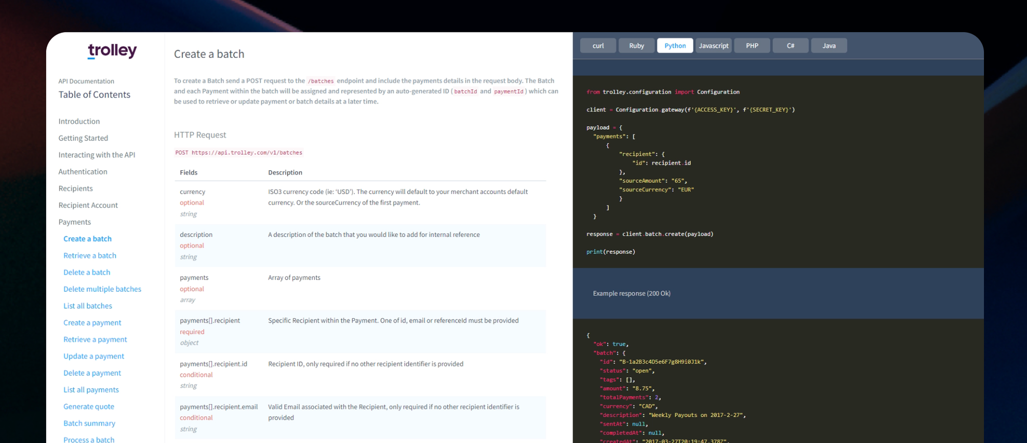 trolley api
