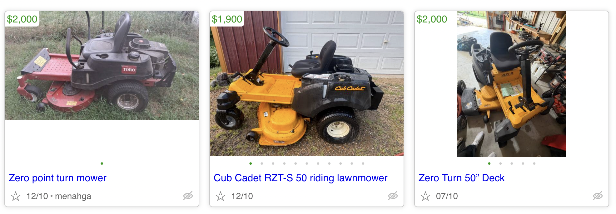 used mowers on Craigslist
