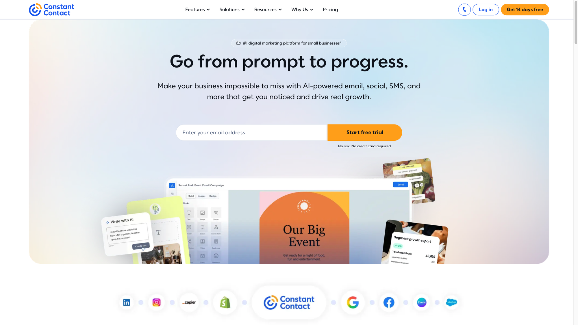 Constant Contact homepage