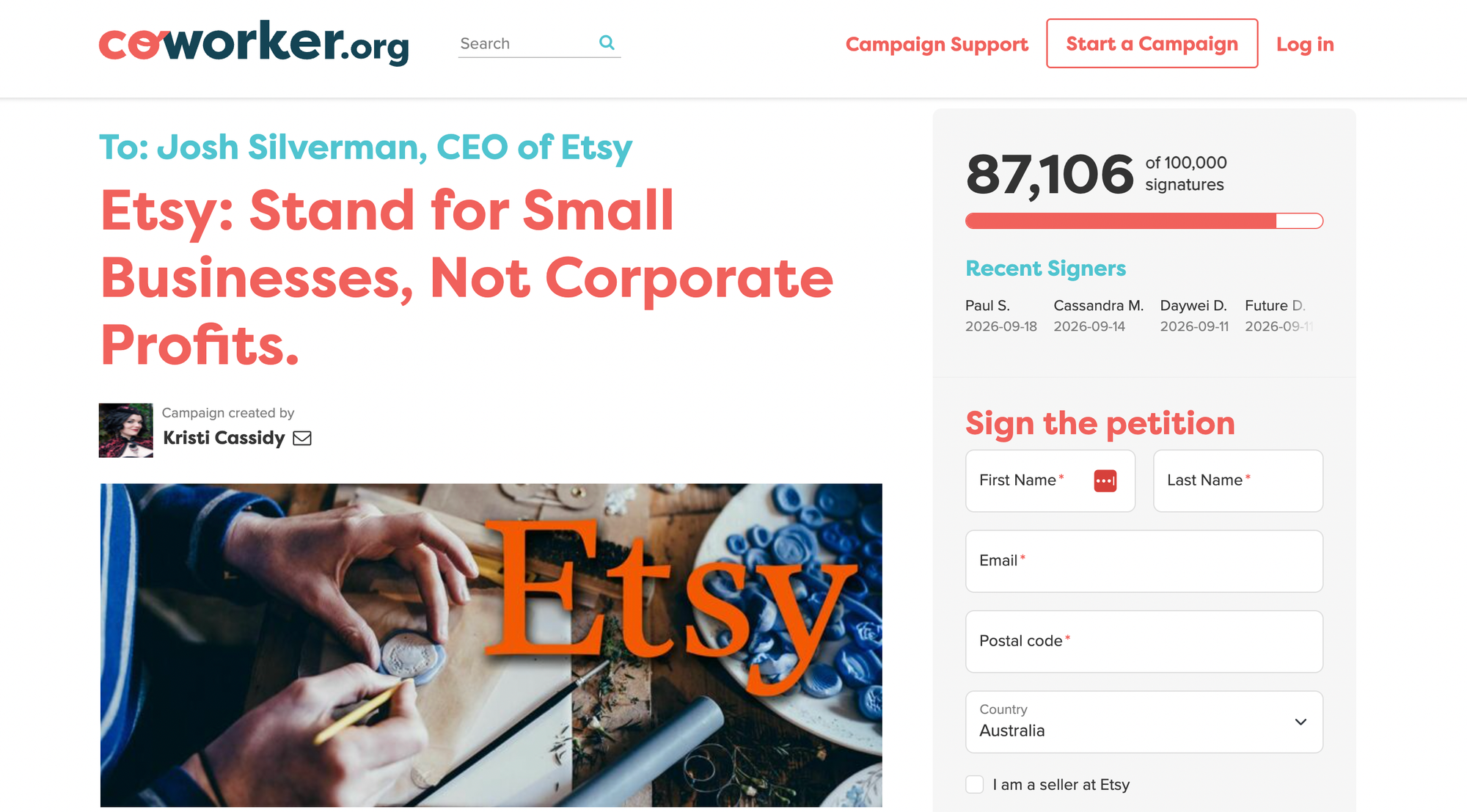 etsy strike petition