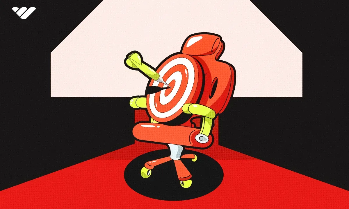 A graphic depicting a gaming chair with a dartboard on it