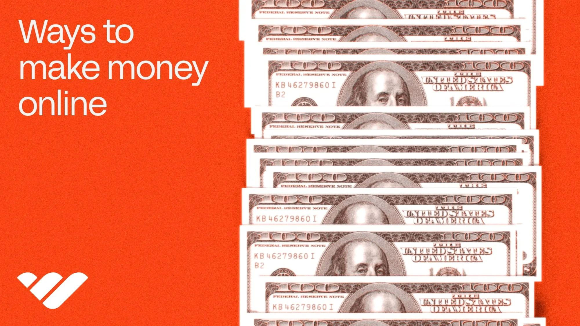 Ways to make money online illustration with orange background
