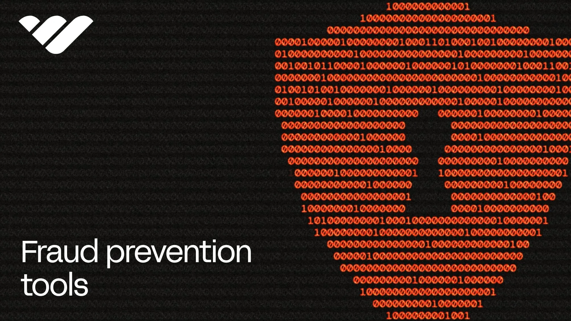 fraud prevention tools cover (orange shield made from encrypted numbers)