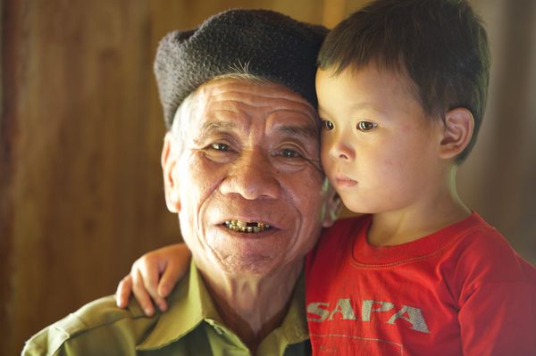 A war veteran and his grandson.