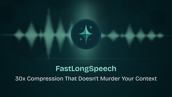 FastLongSpeech: 30x Compression That Doesn't Murder Your Context