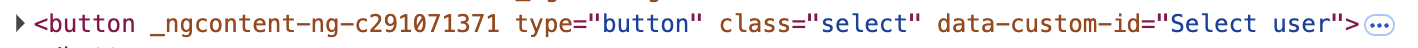 The markup representing a button element with a `data-custom-id` attribute of "Select user"