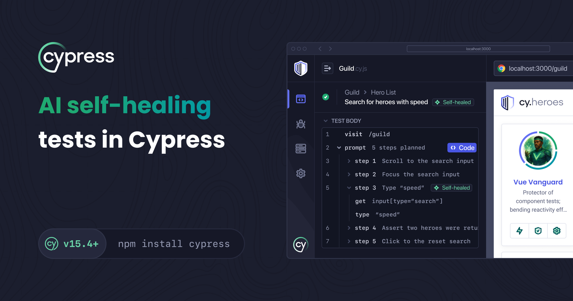 Self-healing tests with Cypress AI
