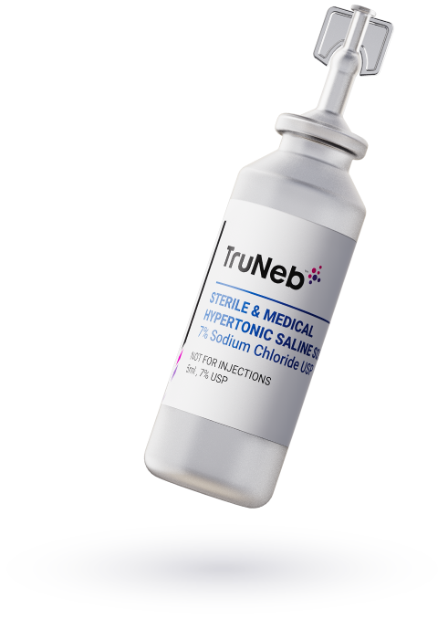 Image of a vial of medical-grade hypertonic saline for nebulizers
