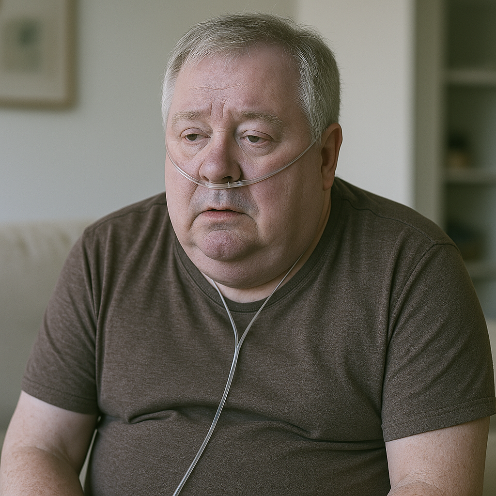 Image of a man that would be considered a blue bloater