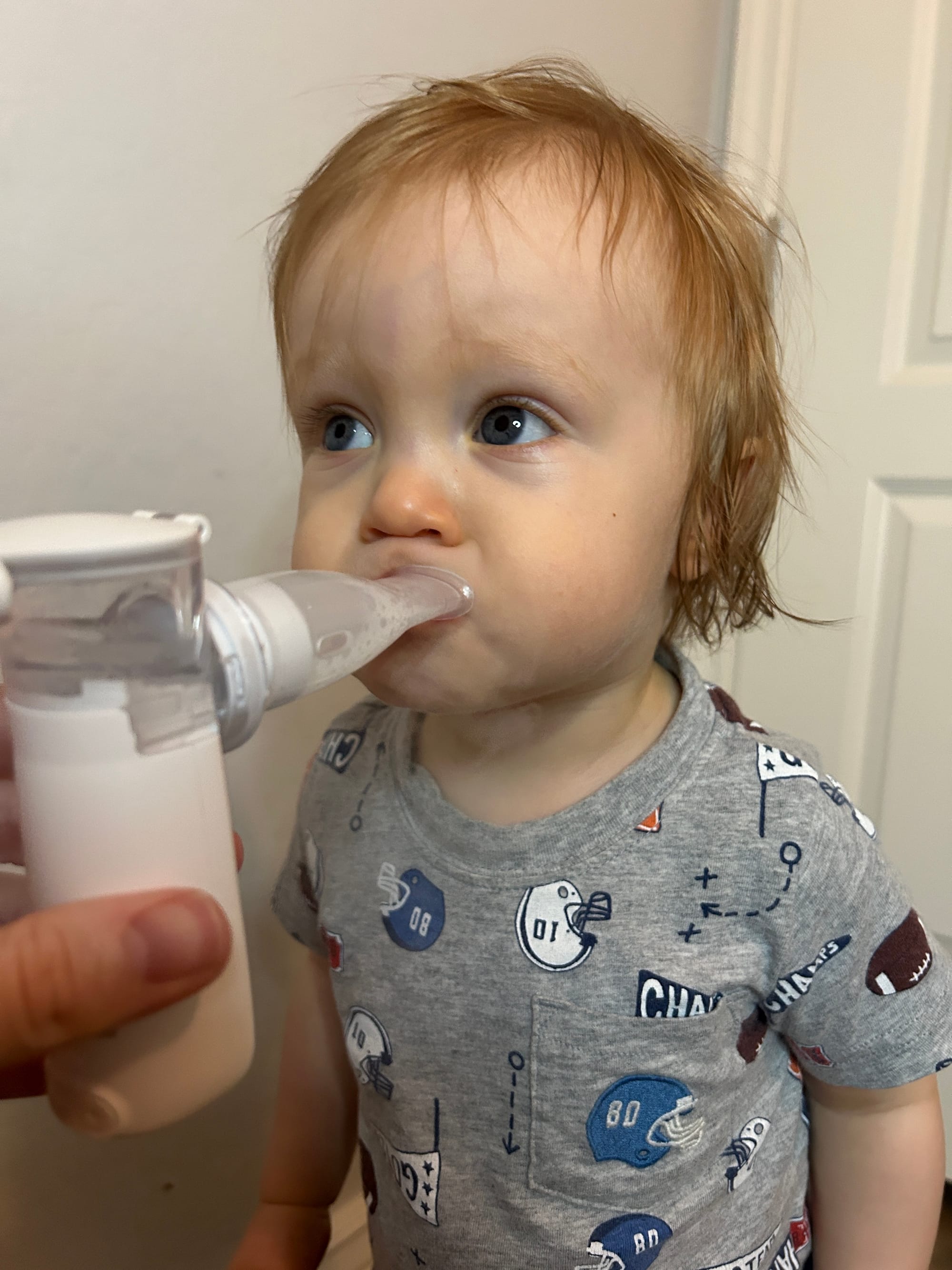 Child using the TruNeb portable mesh nebulizer