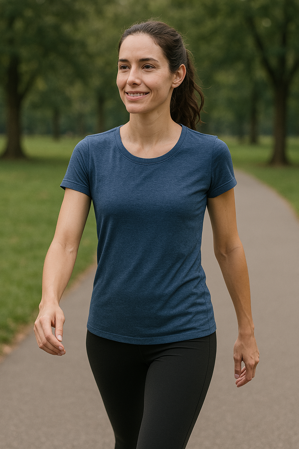 Woman with cystic fibrosis walking for exercise for self care