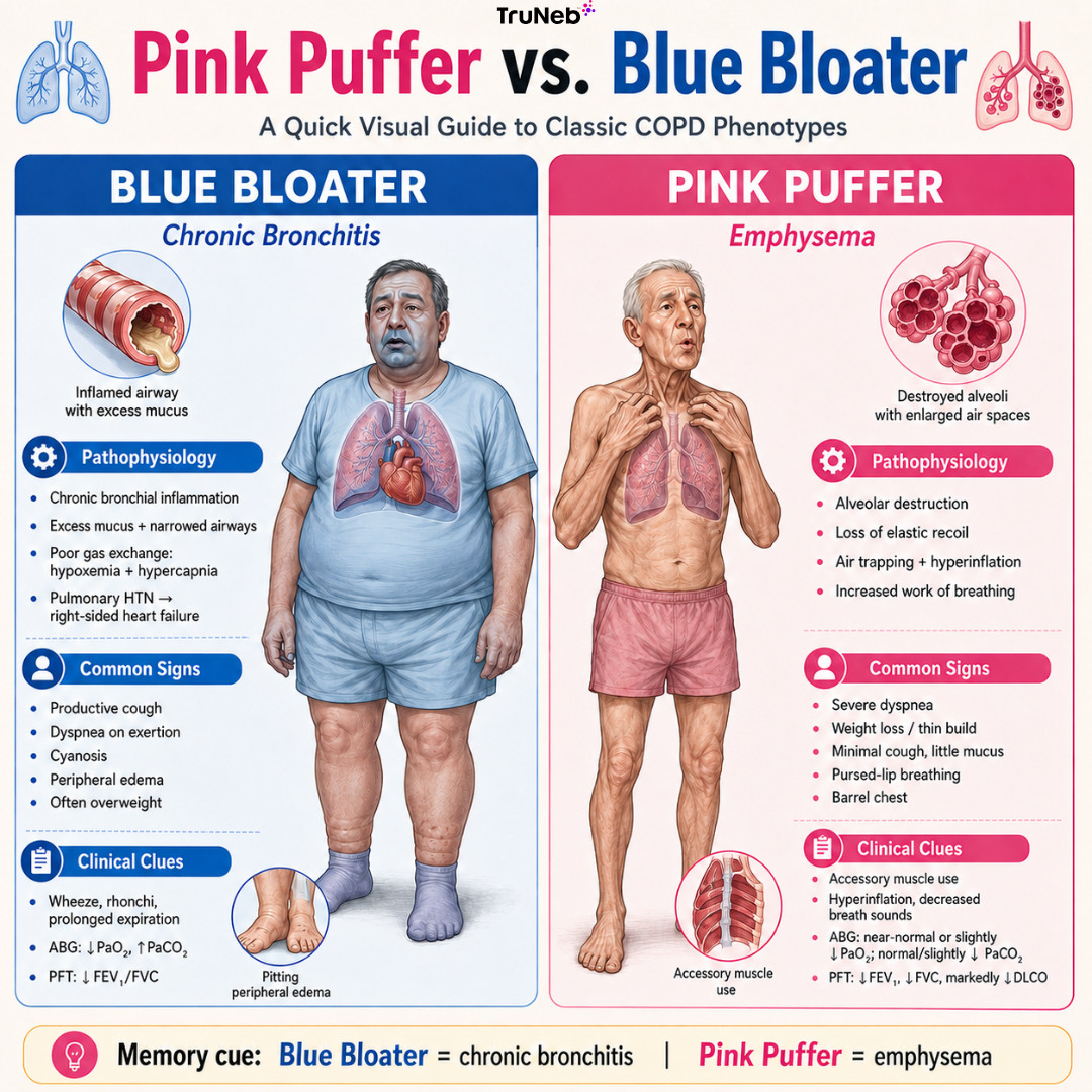 Infographic Showing Differences Between a Pink puffer and Blue bloater