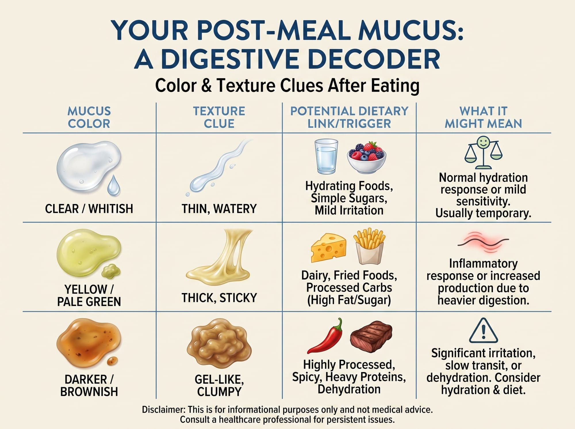 Mucus Color and Texture After Eating