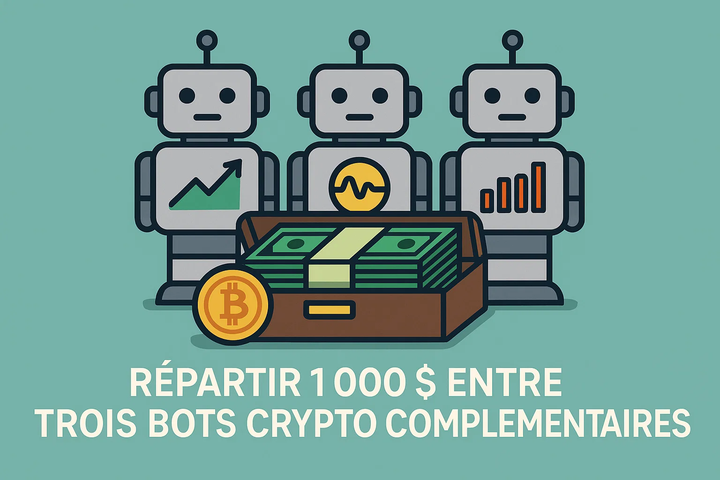De zéro à 1 000 $ : la répartition idéale entre trois bots crypto complémentaires