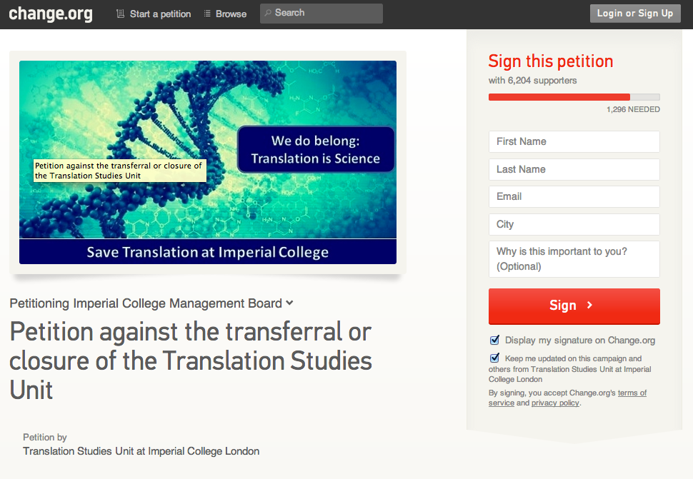 Union does not support closure of Translation Studies Unit