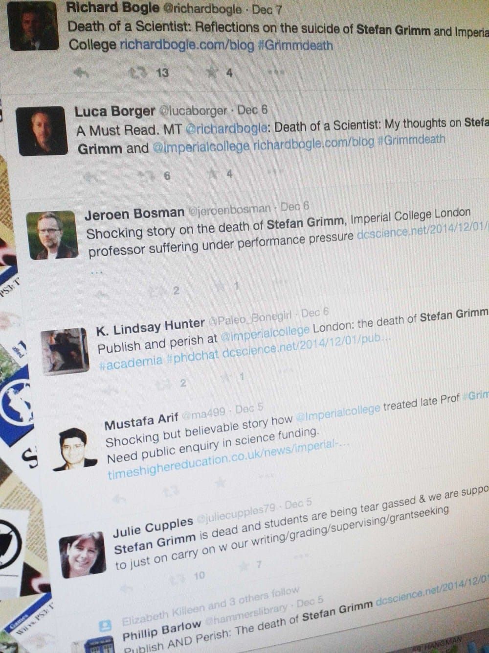 Death of Professor Grimm: the world reacts