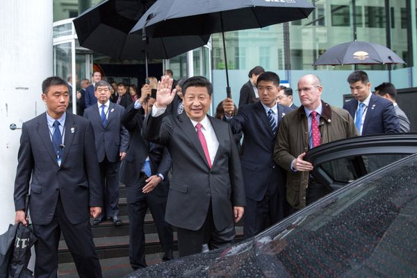 President Xi Jinping leaves Imperial College on a state visit in 2015