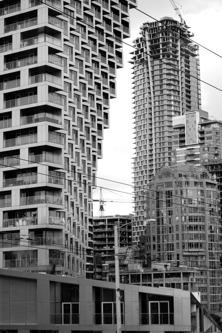 Looking north from the offramp on the Granville Street Bridge past Vancouver House