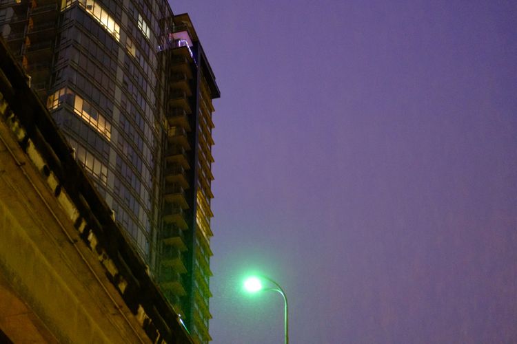 Morning in December under the Dunsmuir Viaduct in light rain; Crosstown, Vancouver