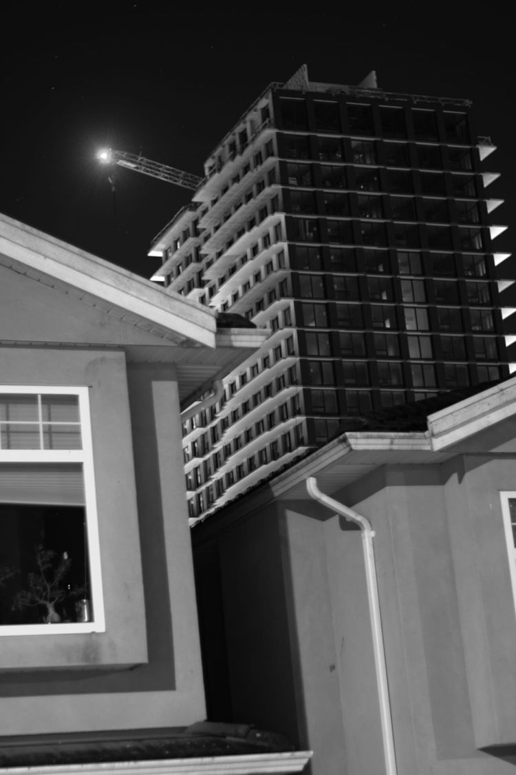 The new residential tower is being finished.
