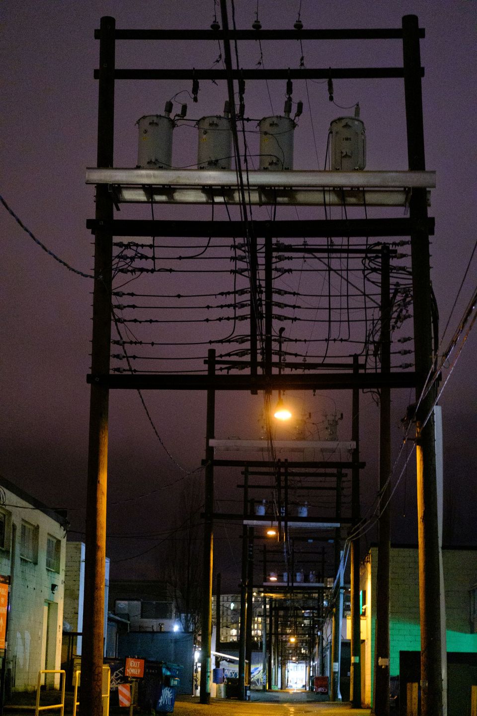 Industrial zone at night; Mount Pleasant, Vancouver