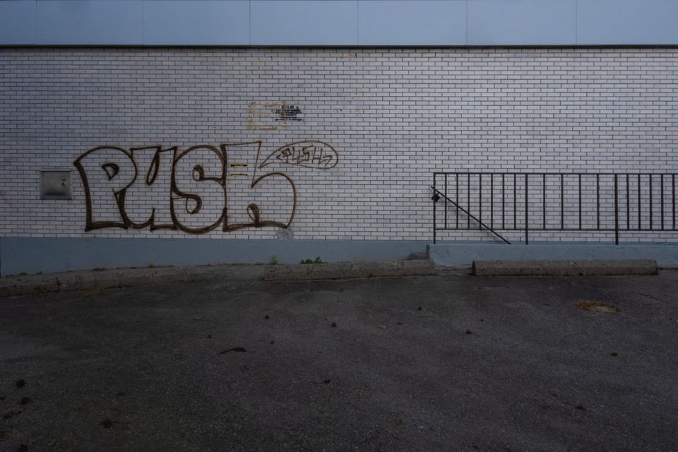 The back of an empty bank building; Kingsway, Vancouver