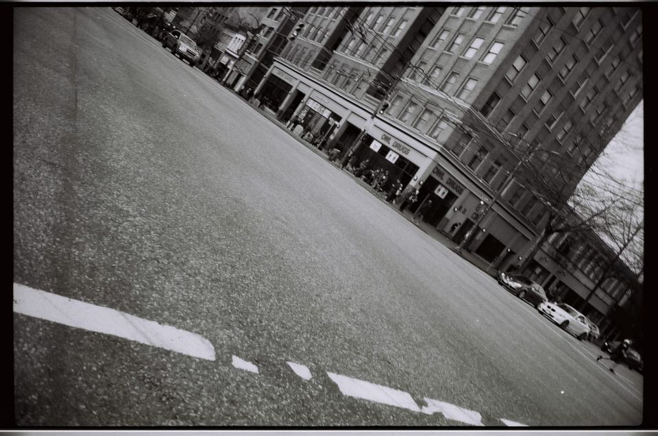 Main Street and East Hastings Street, looking northwest; Downtown Eastside, Vancouver