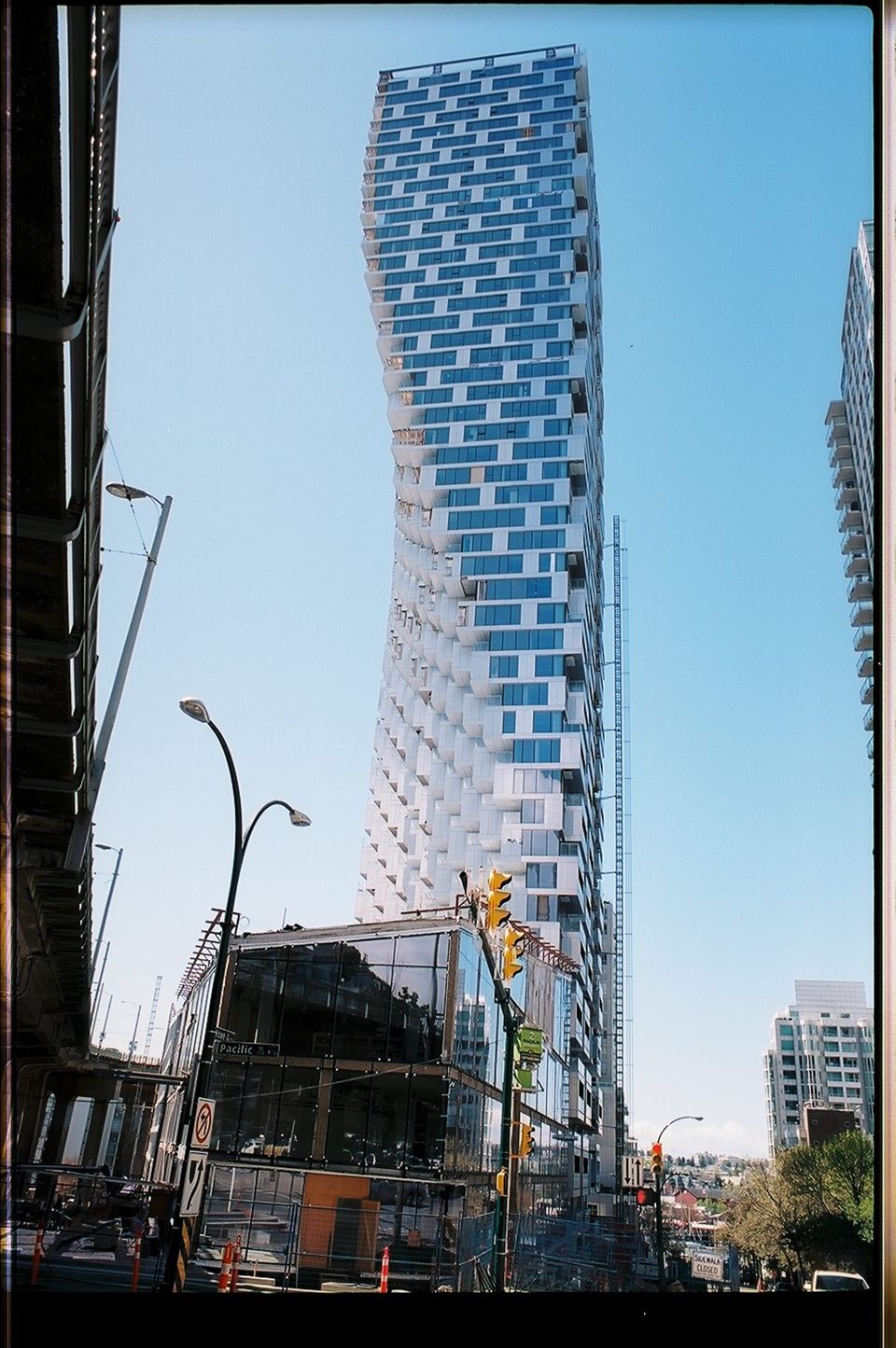 Under construction, shot from the street edge