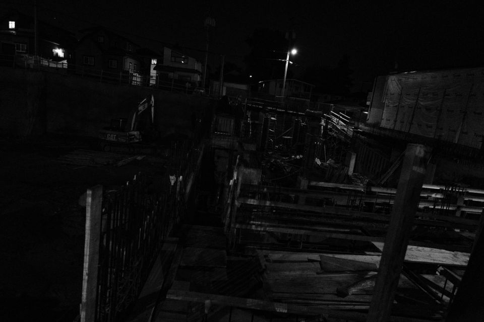 Early morning construction site; Kingsway, Vancouver