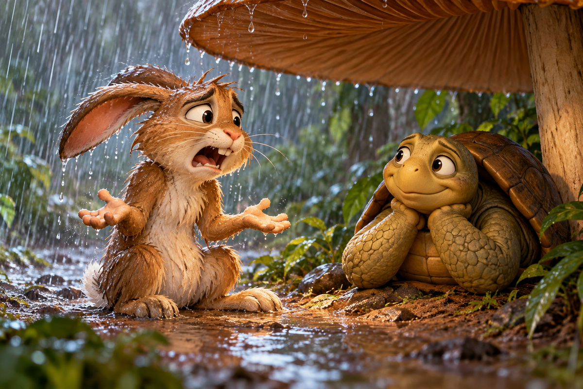 The Rabbit, the Tortoise, and the Rain