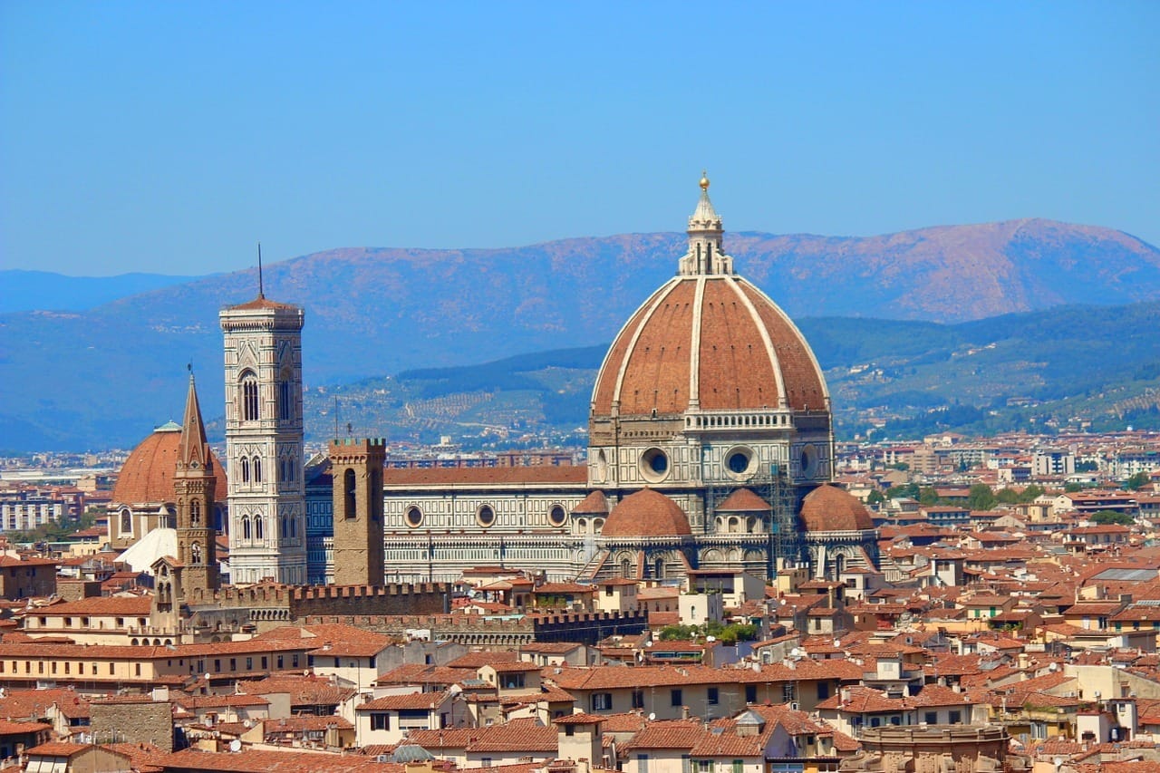 The Cathedral of Florence. Brunelleschi’s dome was completed in 1437, a year before the Council of Florence began. Public Domain.