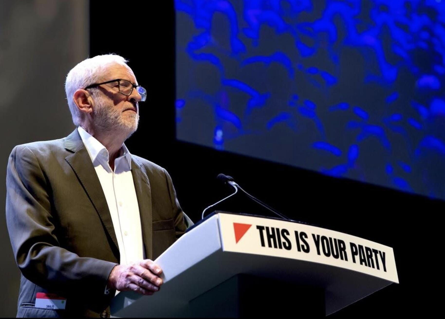 Jeremy Corbyn at podium