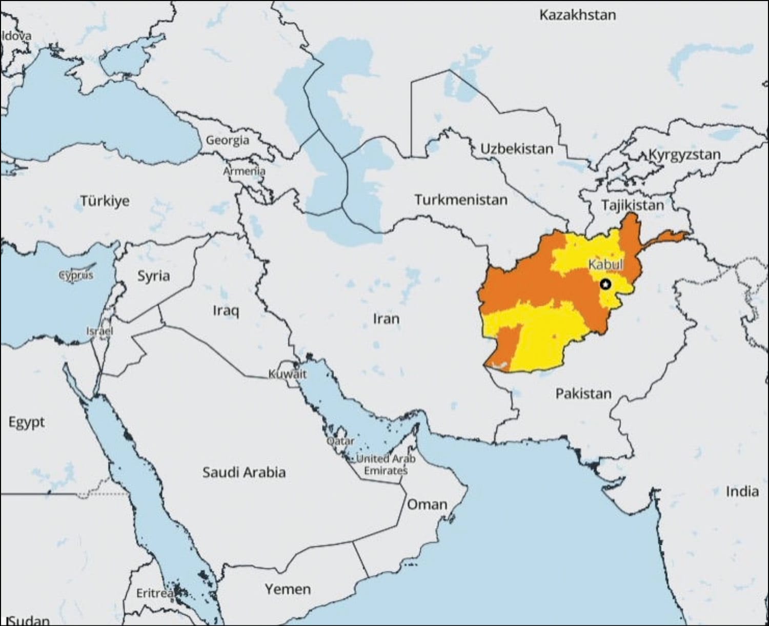 Map of Afghanistan food insecurity