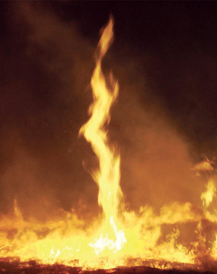 Fire-induced wind storm.