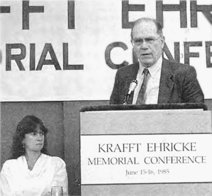 LaRouche addresses the Krafft Ehricke Memorial Conference in June 1985.