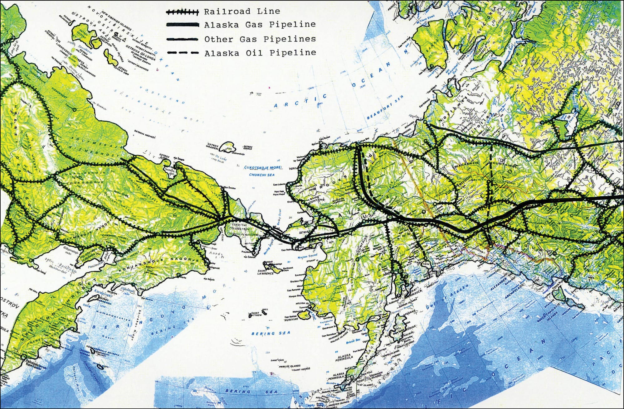 Map of the proposed Bering Strait Tunnel.