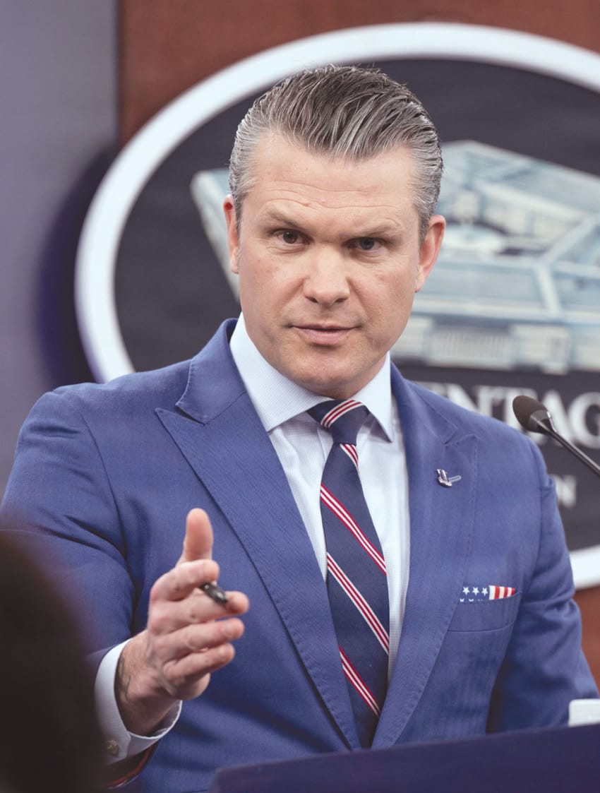 U.S. Secretary of Defense Pete Hegseth holds a press conference at the Pentagon on the Iran conflict, March 10, 2026.