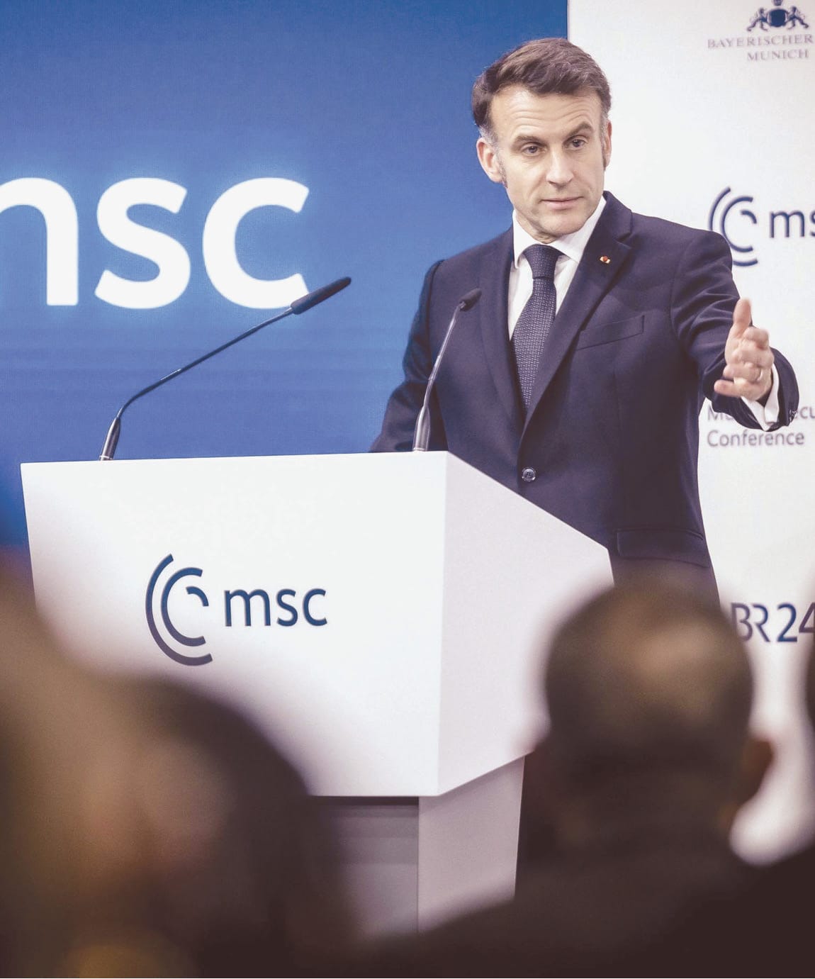 French President Emmanuel Macron at the Munich Security Conference, Feb. 13, 2026.