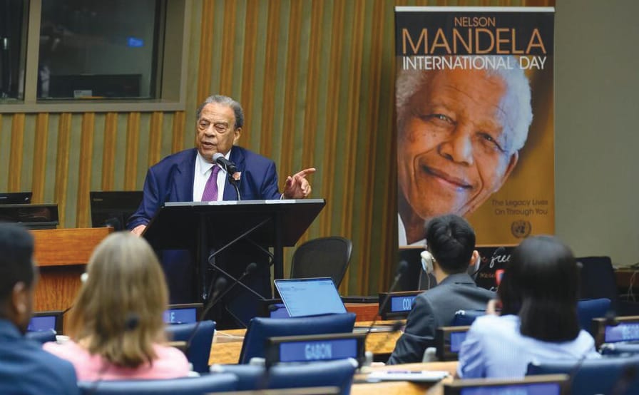Andrew Young addresses the UN General Assembly