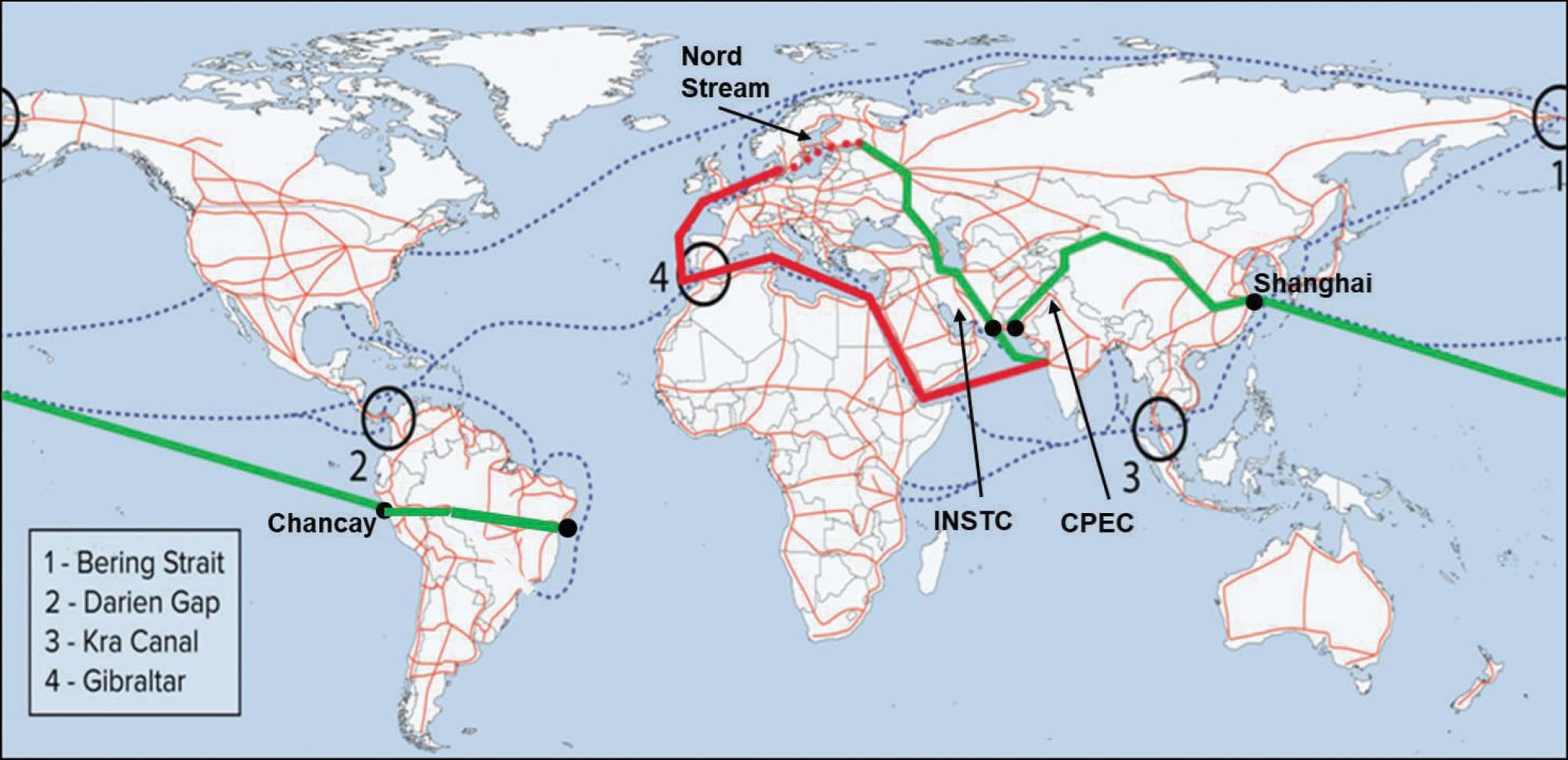 World Land-Bridge: Some Targeted Routes