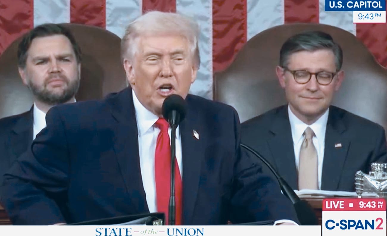 U.S. President Donald Trump delivers his State of the Union address, Feb. 24, 2026.