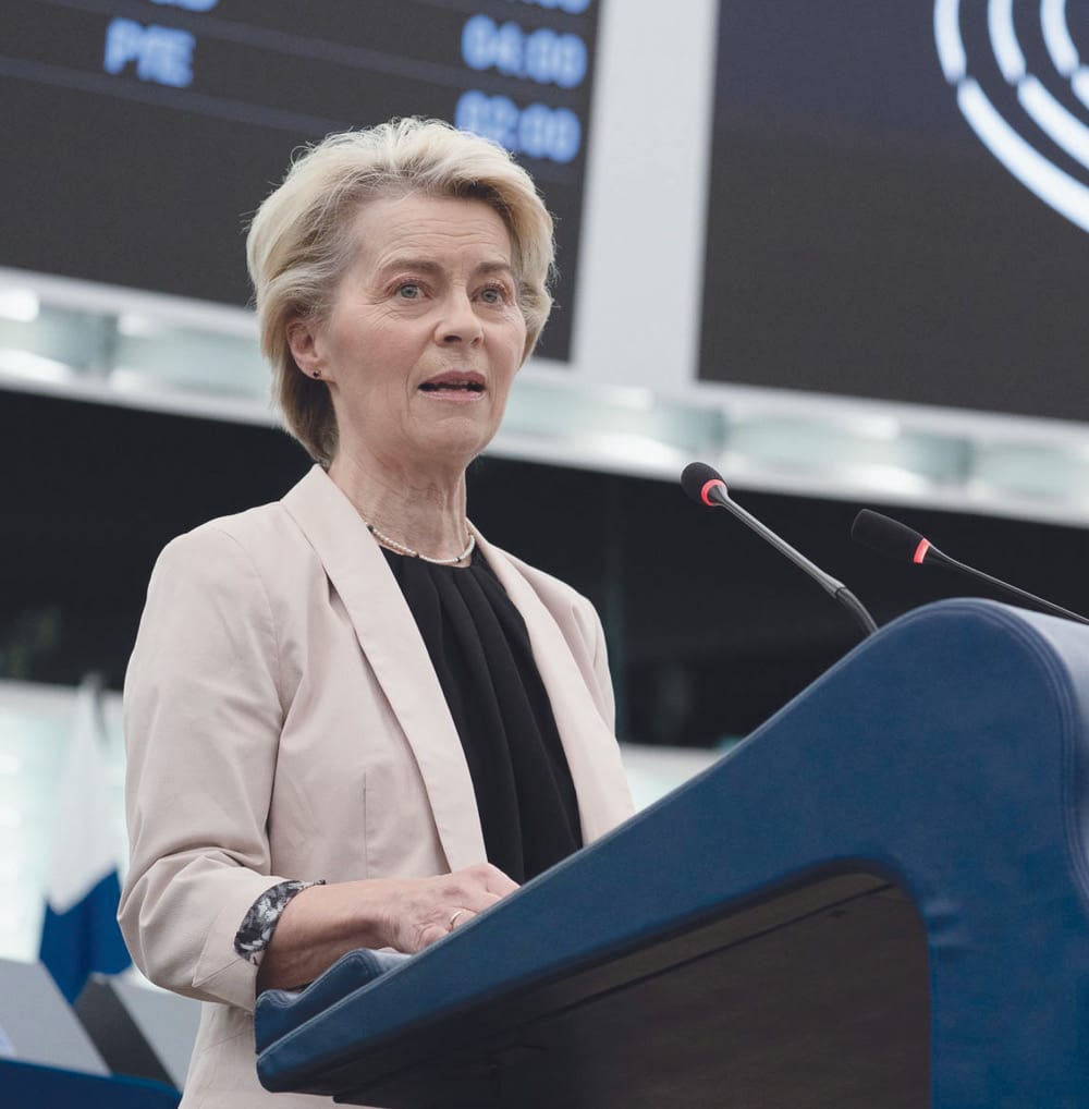 European Commission President Ursula von der Leyen speaks to the European Parliament in Strasbourg, France, Nov. 27, 2024.
