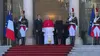 French President Emmanuel Macron and First Lady Brigitte Macron welcome Pope Leo XIV to the Élysée Palace in Paris on September 25, 2026.