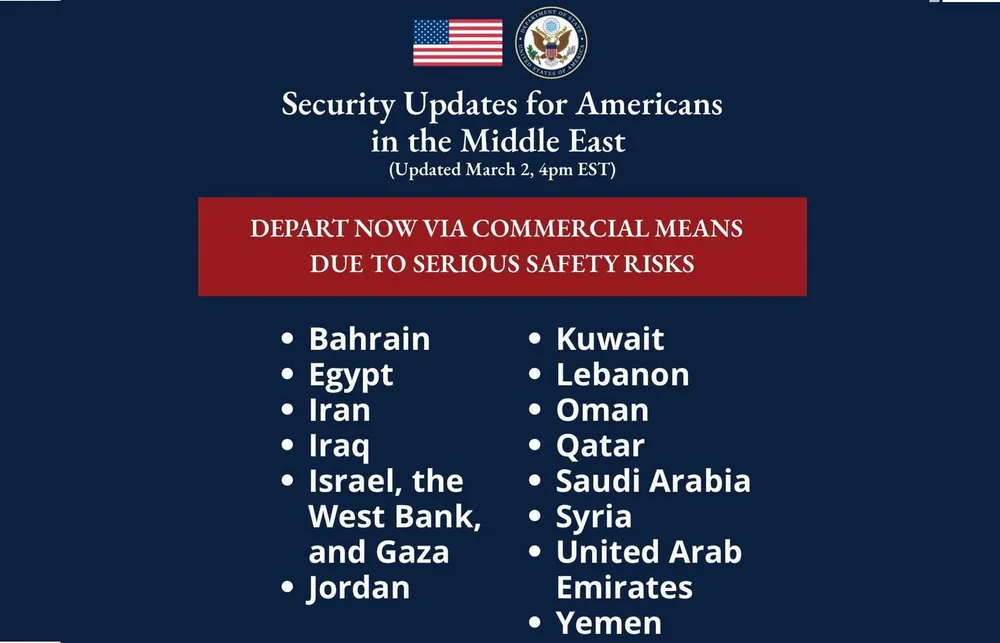 Americans Urged To Evacuate 14 Nations as War Spreads
