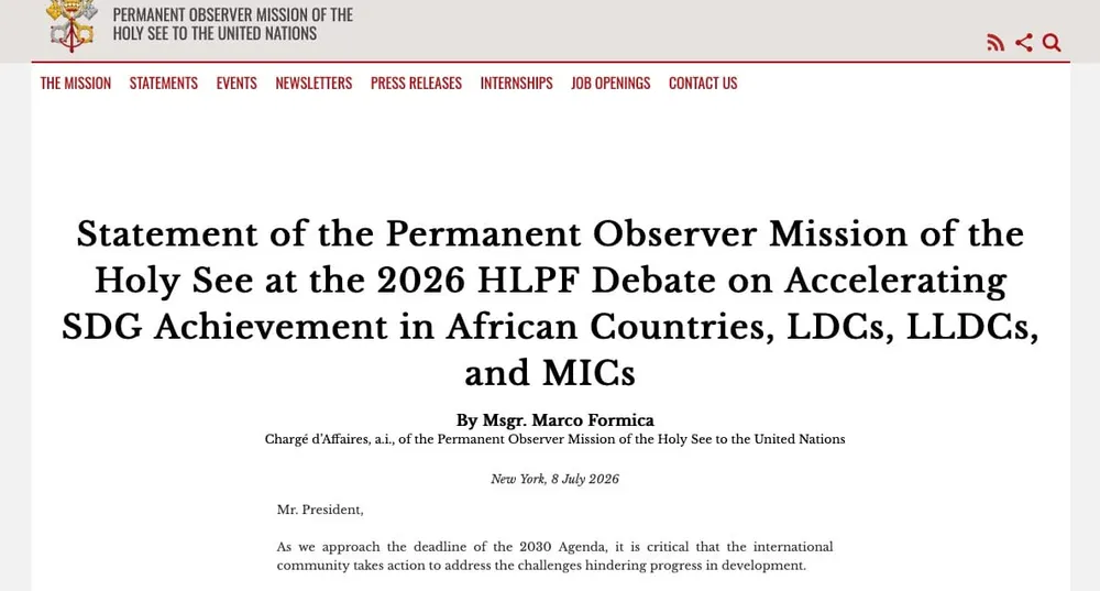 Holy See UN Mission: Poverty Is "Most Significant Global Challenge,"Development Is the Answer